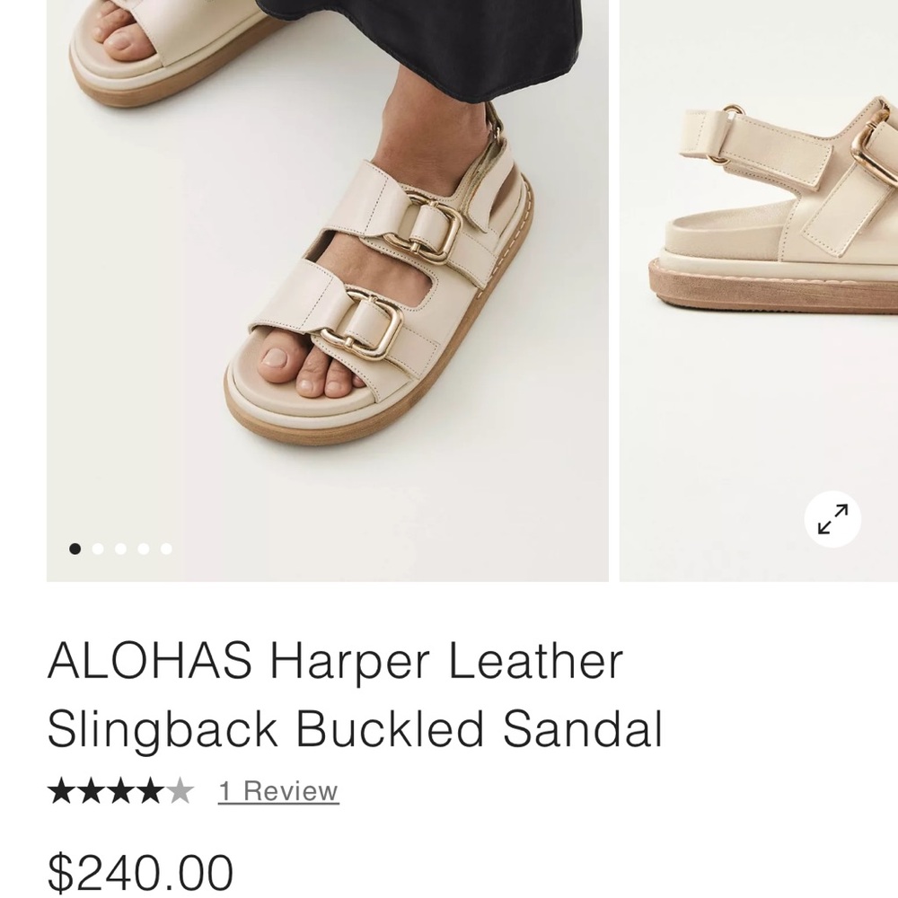 ALOHAS Cream Leather Buckled Sandals